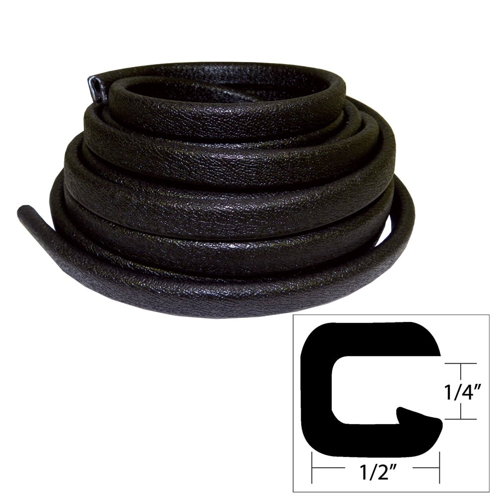 TACO Flexible Vinyl Trim - 1/4" Opening x 1/2"W x 25'L - Black - Deckhand Marine Supply