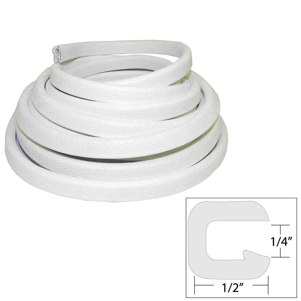 TACO Flexible Vinyl Trim - 1/4" Opening x 1/2"W x 25'L - White - Deckhand Marine Supply