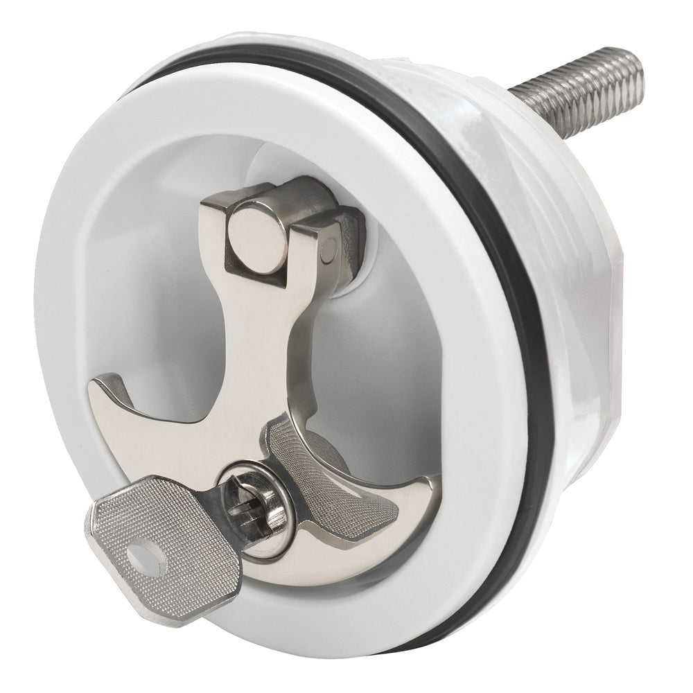 Whitecap Compression Handle - Nylon White/Stainless Steel - Locking - Deckhand Marine Supply