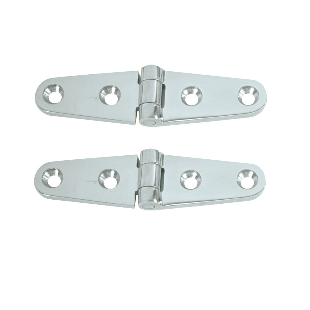 Whitecap Strap Hinge - CP/Brass - 4" x 1" - Pair - Deckhand Marine Supply