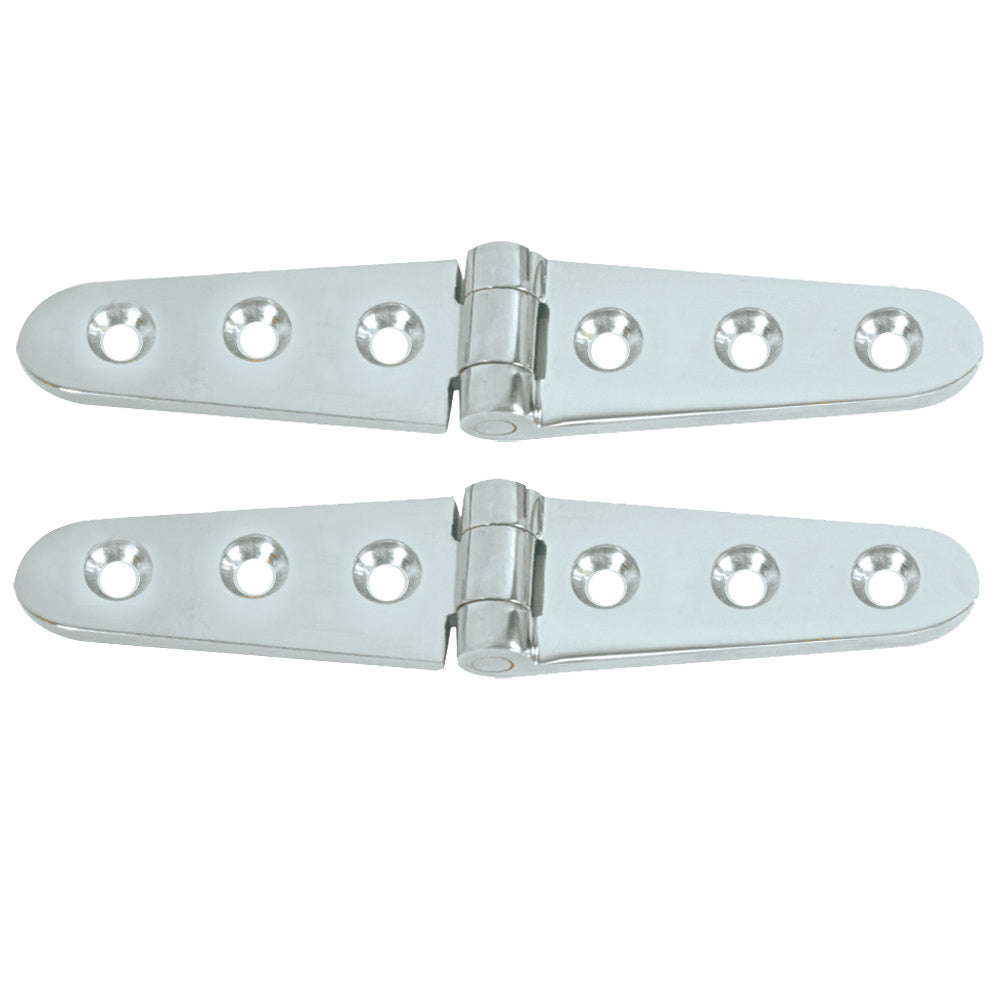 Whitecap Strap Hinge - CP/Brass - 6" x 1-1/8" - Pair - Deckhand Marine Supply