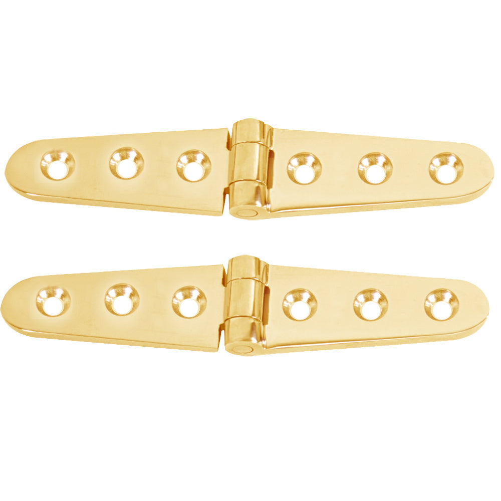 Whitecap Strap Hinge - Polished Brass - 6" x 1-1/8" - Pair - Deckhand Marine Supply