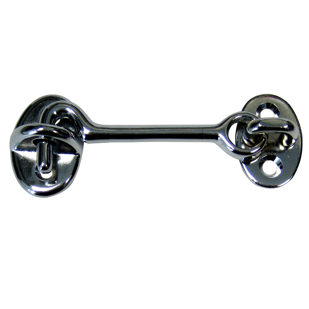 Whitecap Cabin Door Hook - CP/Brass - 3" - Deckhand Marine Supply