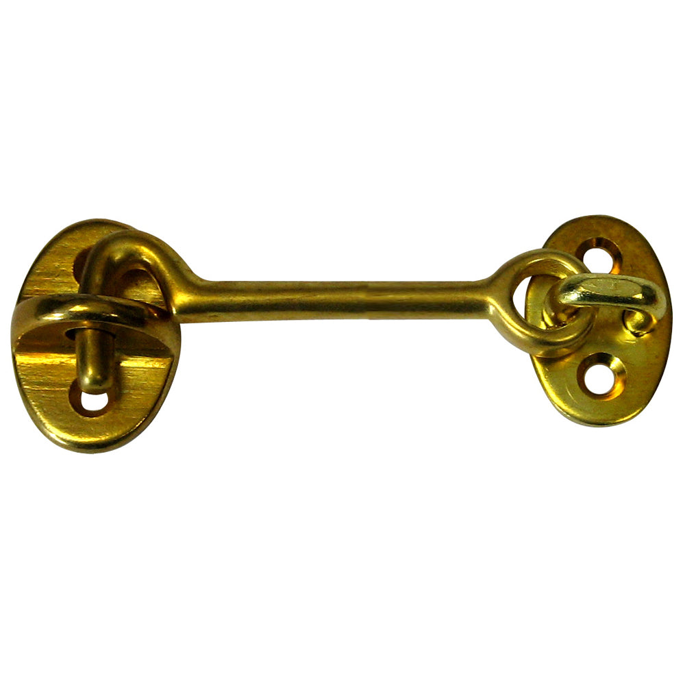 Whitecap Cabin Door Hook - Polished Brass - 3" - Deckhand Marine Supply