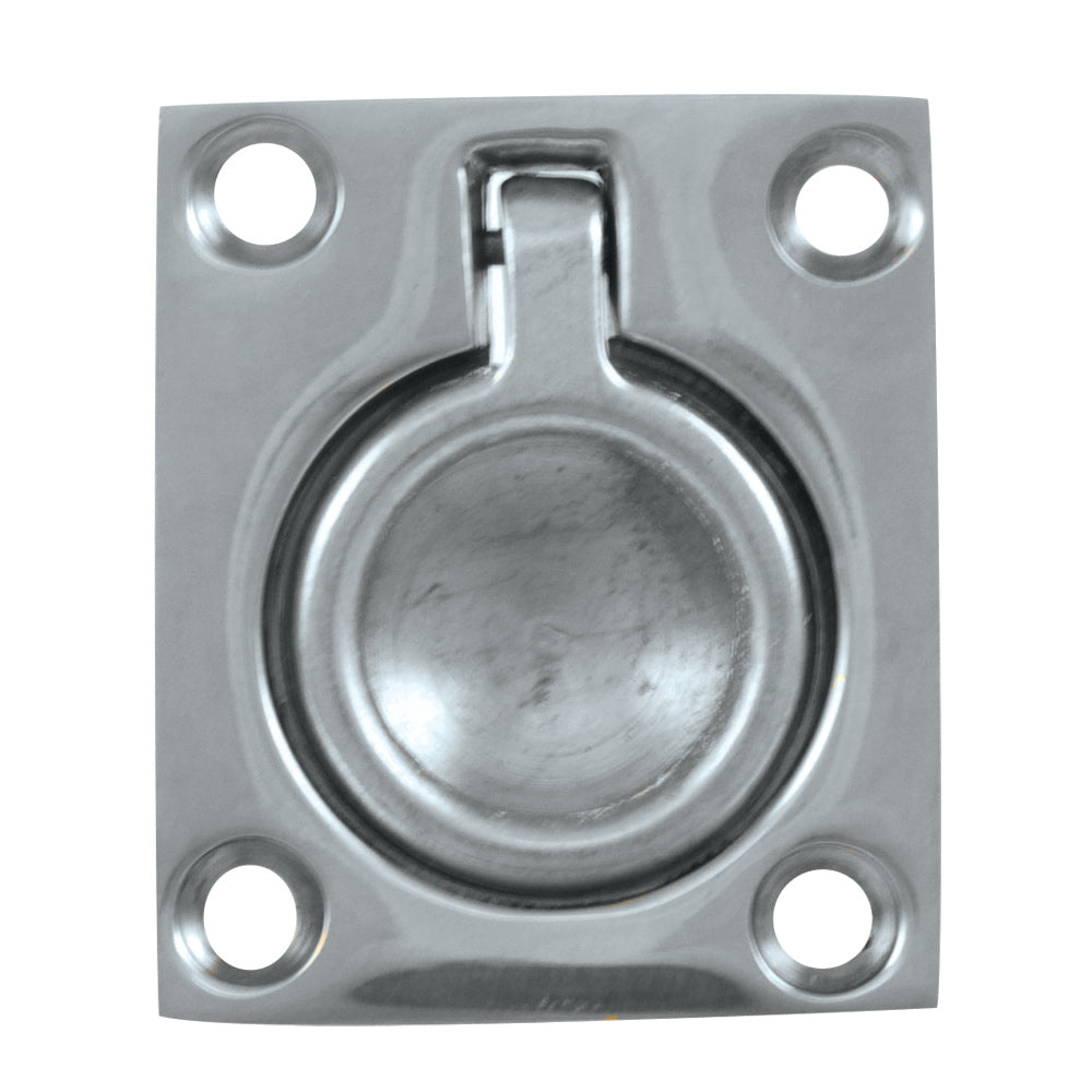 Whitecap Flush Pull Ring - CP/Brass - 1-1/2" x 1-3/4" - Deckhand Marine Supply