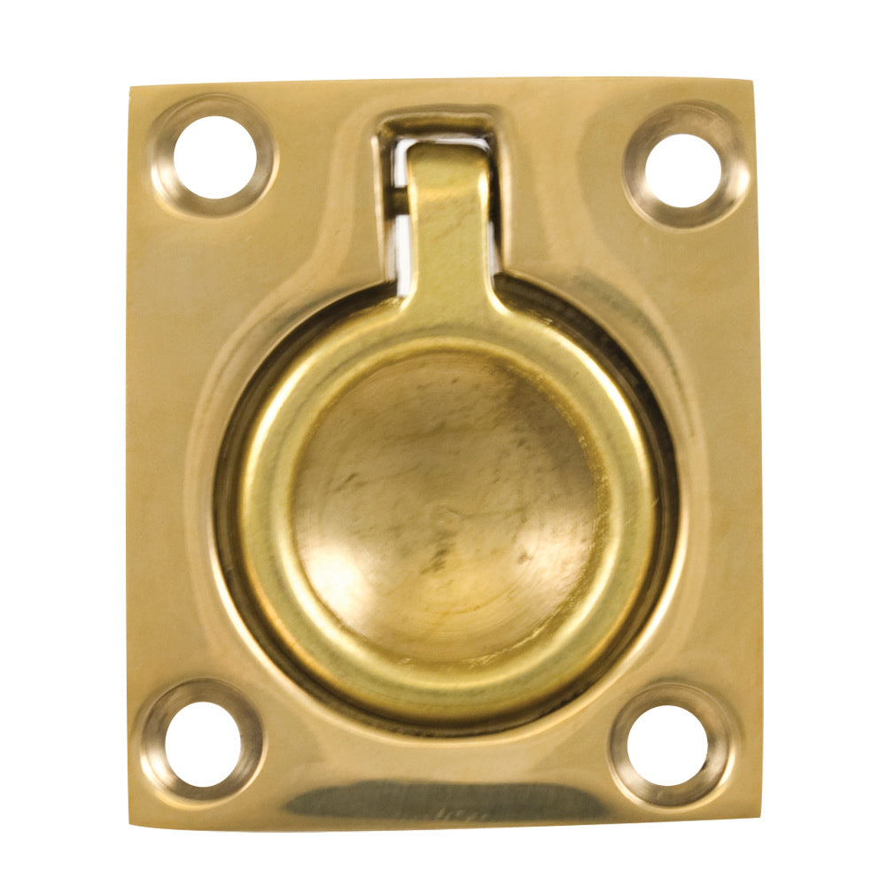 Whitecap Flush Pull Ring - Polished Brass - 1-1/2" x 1-3/4" - Deckhand Marine Supply
