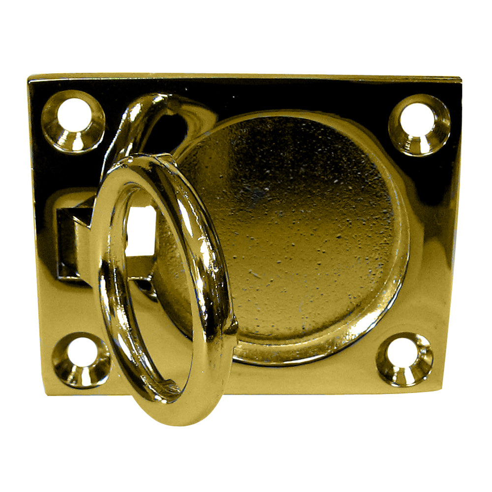 Whitecap Flush Pull Ring - Polished Brass - 2" x 2-1/2" - Deckhand Marine Supply