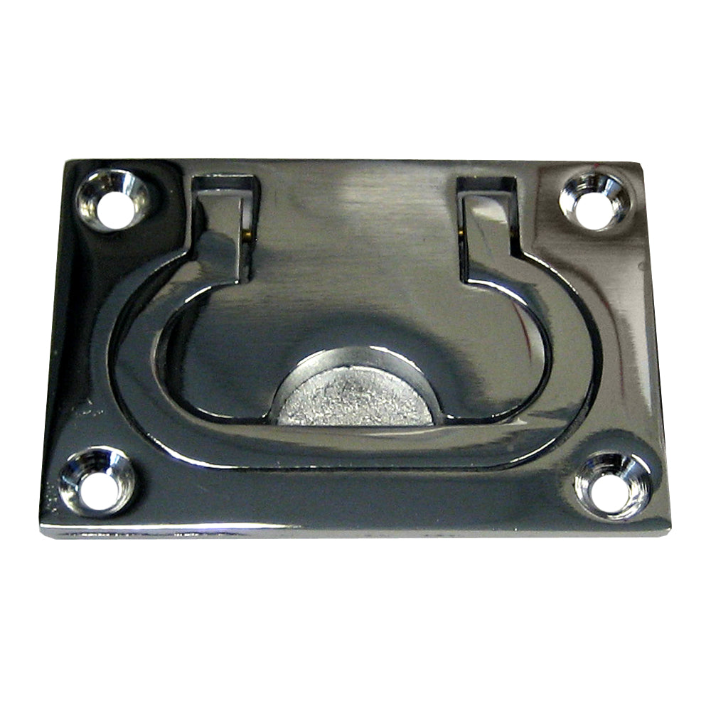 Whitecap Flush Pull Ring - CP/Brass - 3" x 2" - Deckhand Marine Supply