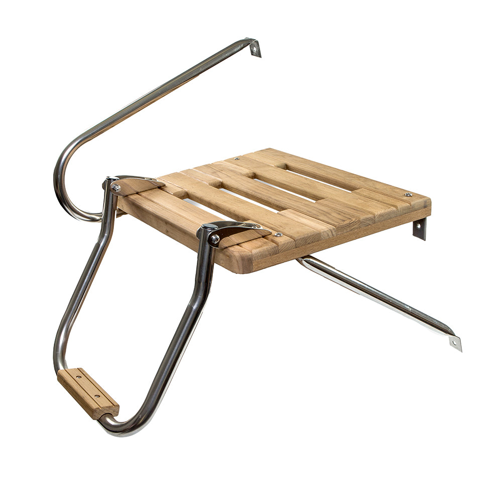 Whitecap Teak Swim Platform w/Ladder f/Outboard Motors - Deckhand Marine Supply