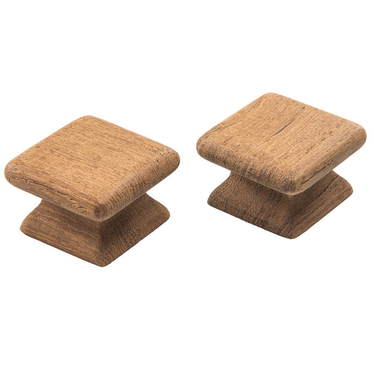 Whitecap Teak Square Drawer Knob - 1-1/8" - 2 Pack - Deckhand Marine Supply