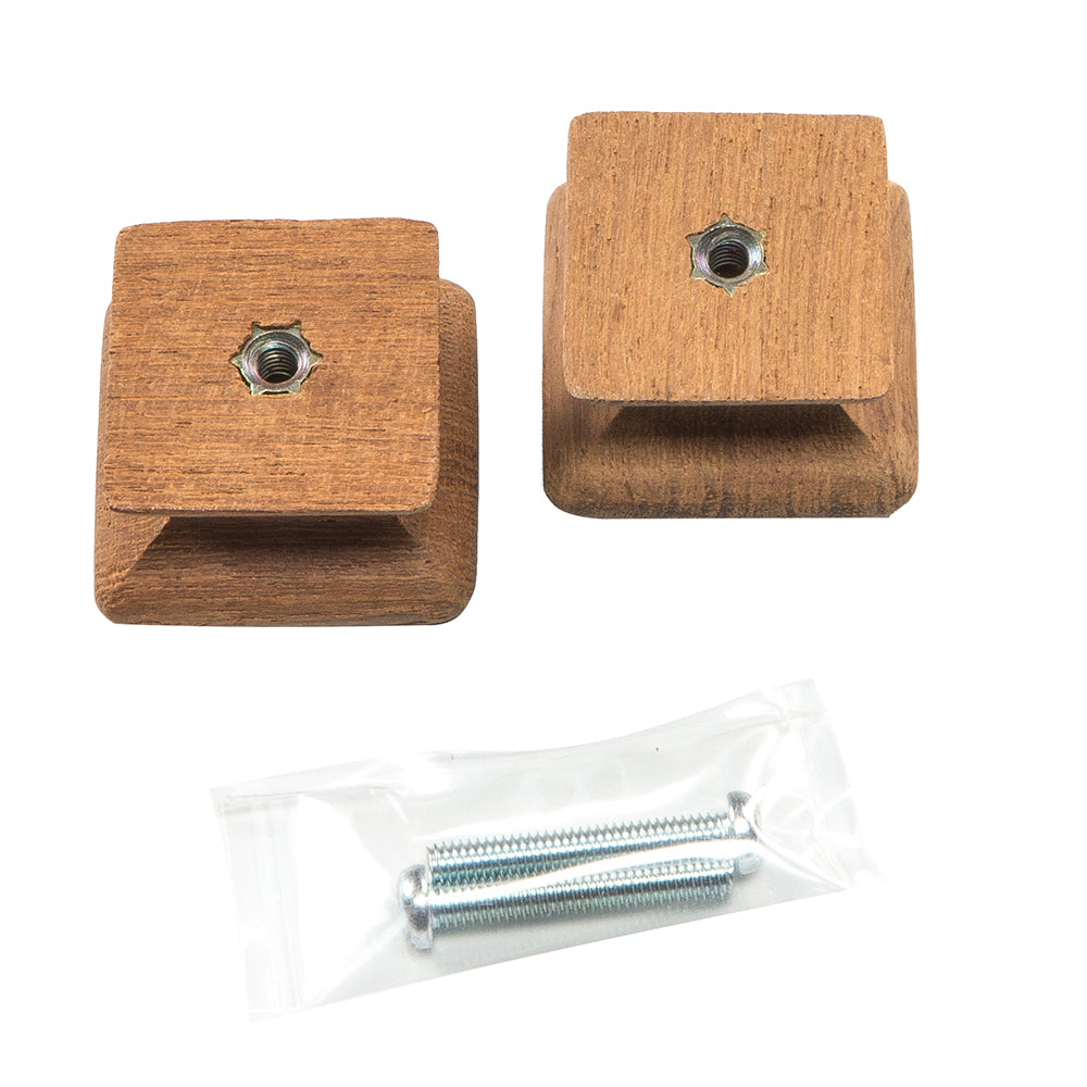 Whitecap Teak Square Drawer Knob - 1-1/8" - 2 Pack - Deckhand Marine Supply