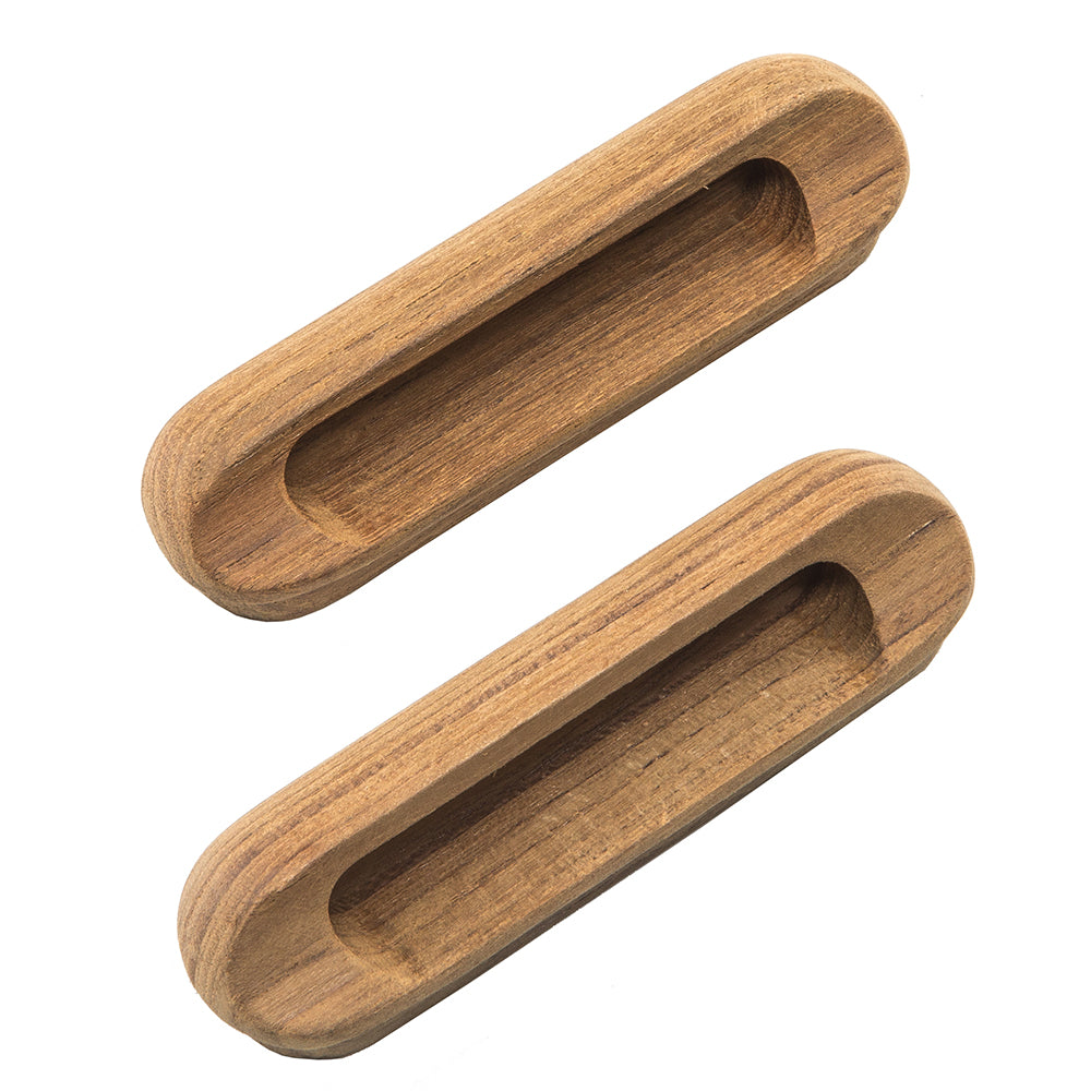 Whitecap Teak Oblong Drawer Pull - 4-1/16"L - 2 Pack - Deckhand Marine Supply