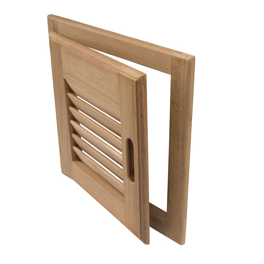 Whitecap Teak Louvered Door & Frame - Right Hand - 12" x 12" - Deckhand Marine Supply