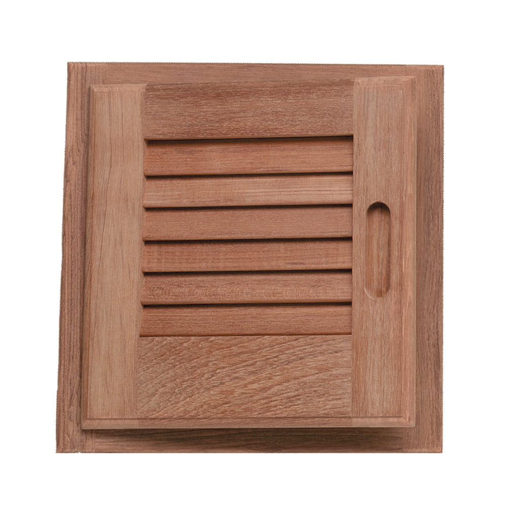 Whitecap Teak Louvered Door & Frame - Left Hand - 12" x 12" - Deckhand Marine Supply