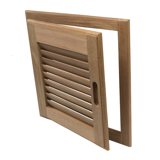 Whitecap Teak Louvered Door & Frame - Right Hand - 15" x 15" - Deckhand Marine Supply