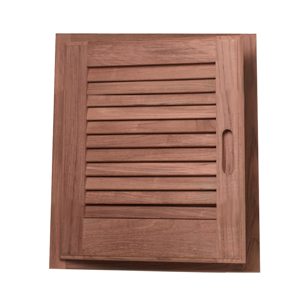 Whitecap Teak Louvered Door & Frame - Left Hand - 15" x 15" - Deckhand Marine Supply