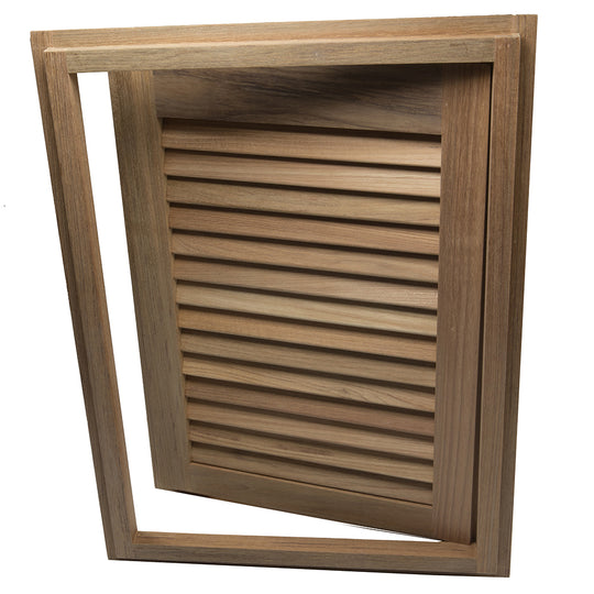 Whitecap Teak Louvered Door & Frame - Right Hand - 15" x 20" - Deckhand Marine Supply