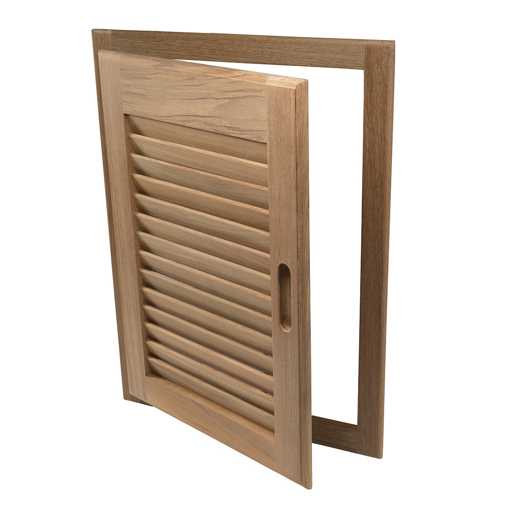 Whitecap Teak Louvered Door & Frame - Right Hand - 15" x 20" - Deckhand Marine Supply