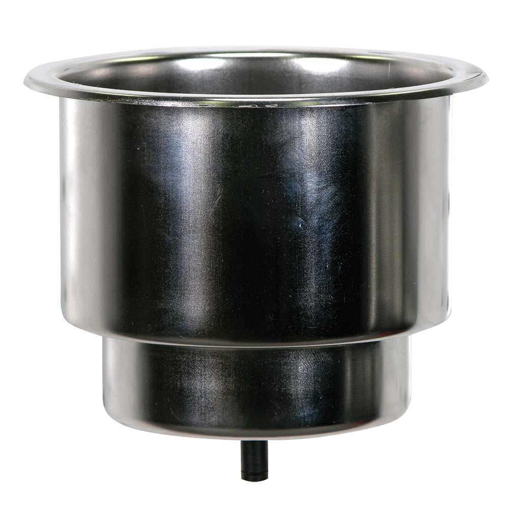 Whitecap Flush Cupholder w/Drain - 302 Stainless Steel - Deckhand Marine Supply