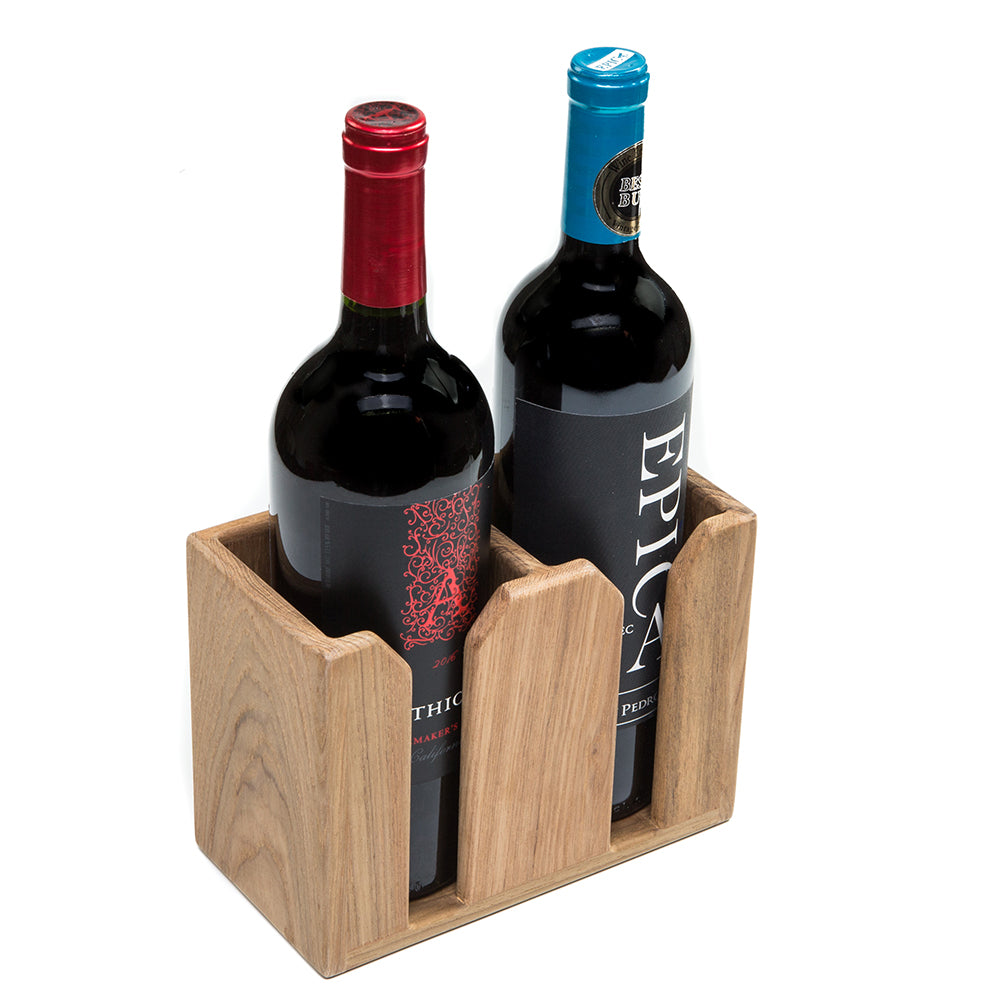 Whitecap Teak Two-Bottle Rack - Deckhand Marine Supply