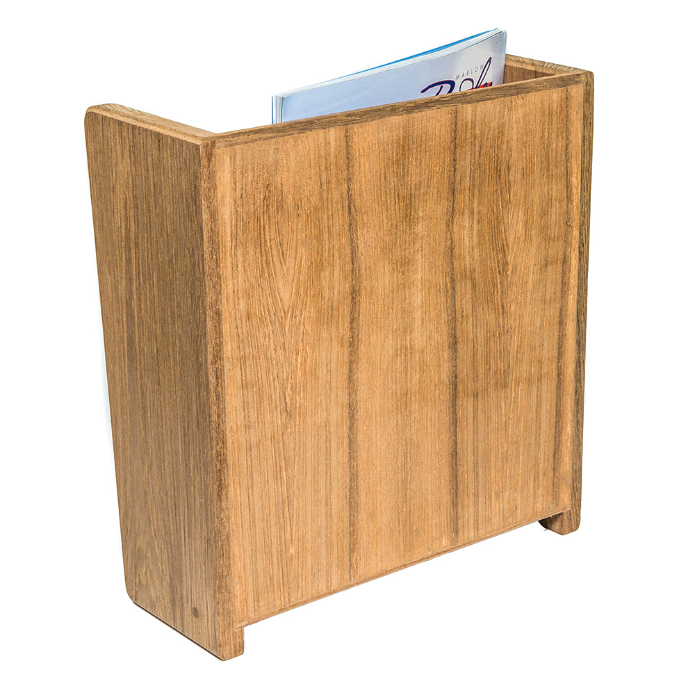 Whitecap Teak Grate Front Magazine Rack - Deckhand Marine Supply