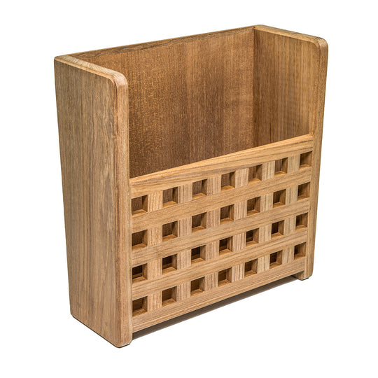Whitecap Teak Grate Front Magazine Rack - Deckhand Marine Supply