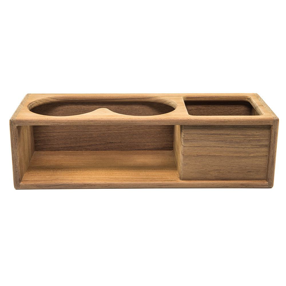 Whitecap Teak Two Insulated Drink/Binocular Rack w/Tray - Deckhand Marine Supply