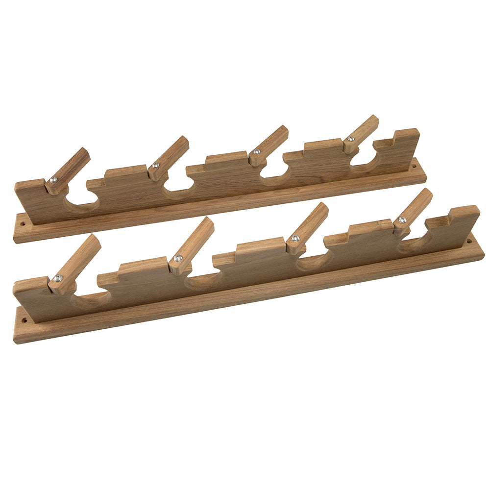 Whitecap Teak Lock-In Four-Rod Storage Rack - Deckhand Marine Supply