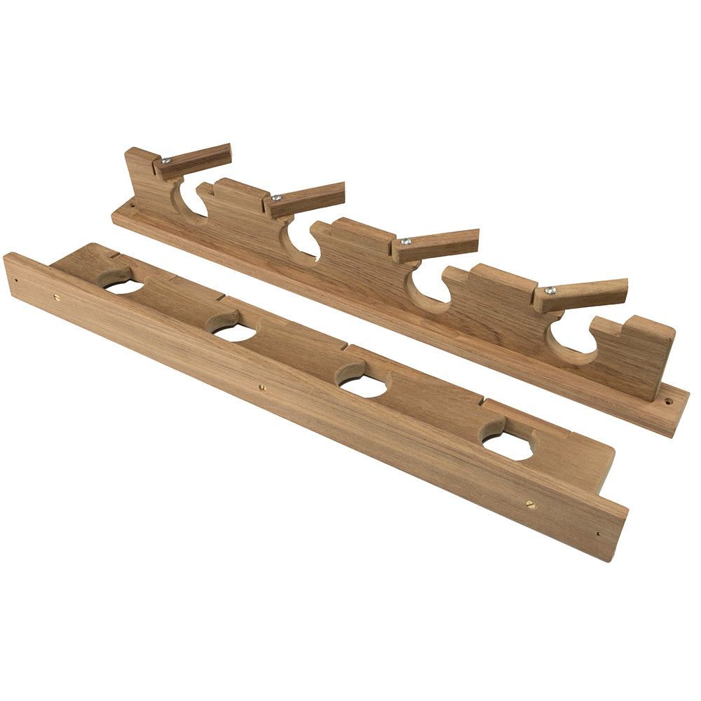 Whitecap Teak Lock-In Four-Rod Storage Rack - Deckhand Marine Supply
