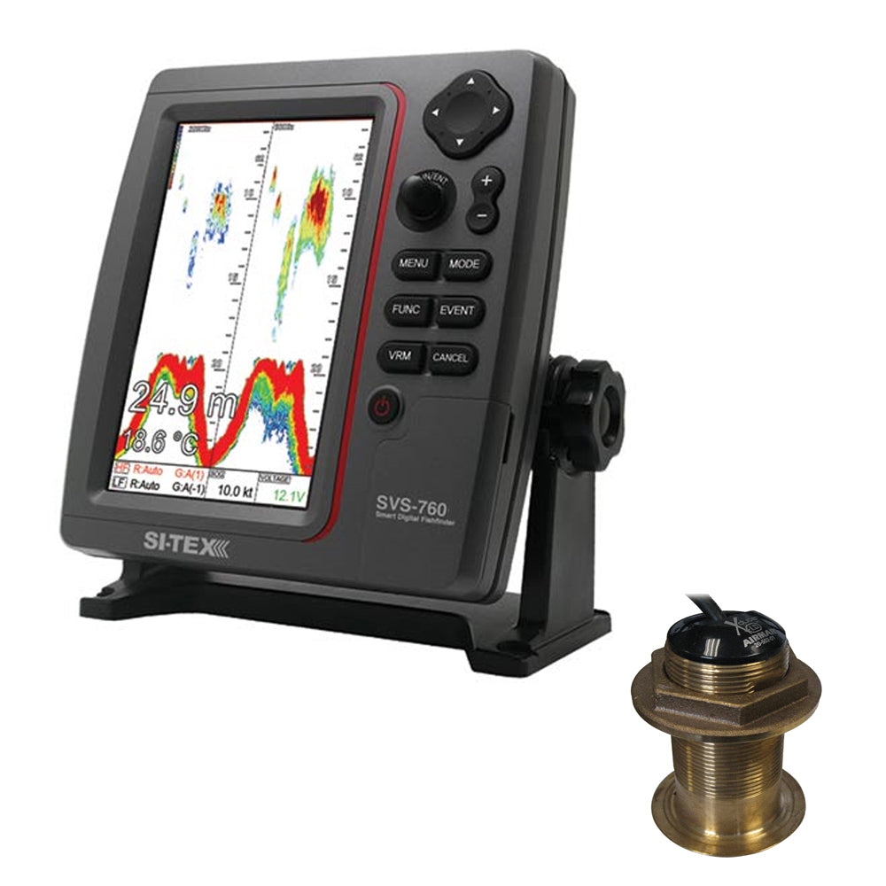SI-TEX SVS-760 Dual Frequency Sounder 600W Kit w/Bronze 12 Degree Transducer - Deckhand Marine Supply