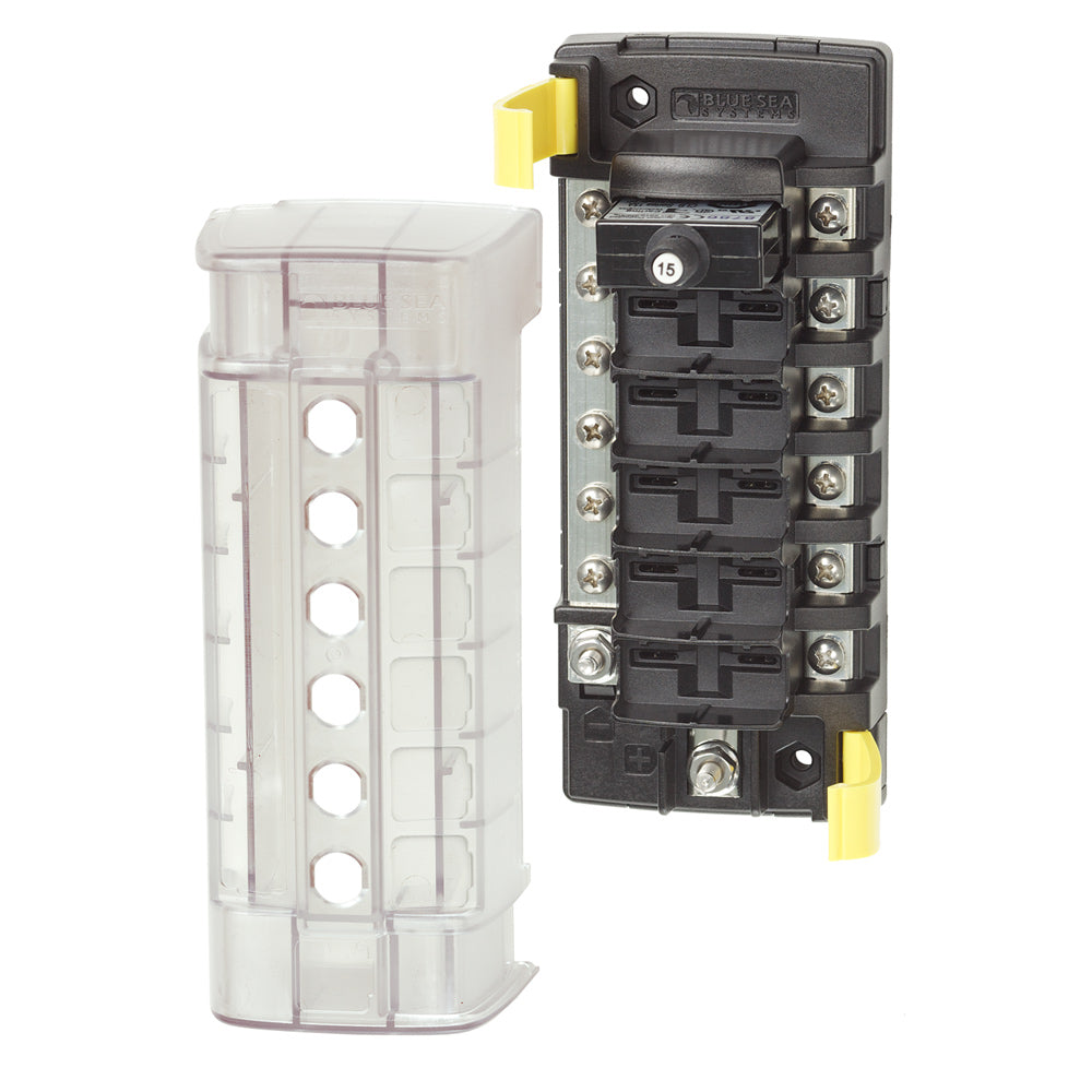 Blue Sea 5052 ST CLB Circuit Breaker Block - 6 Position w/Negative Bus - Deckhand Marine Supply