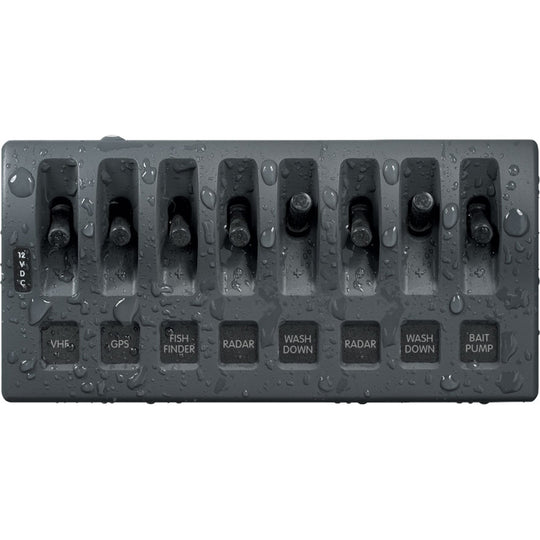 Blue Sea 4309 WeatherDeck 12V DC Waterproof Switch Panel - 8 Position - Deckhand Marine Supply