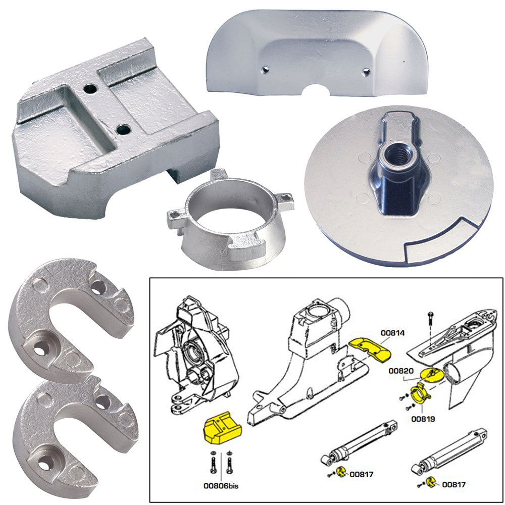 Tecnoseal Anode Kit w/Hardware - Mercury Alpha 1 Gen 2 - Zinc - Deckhand Marine Supply