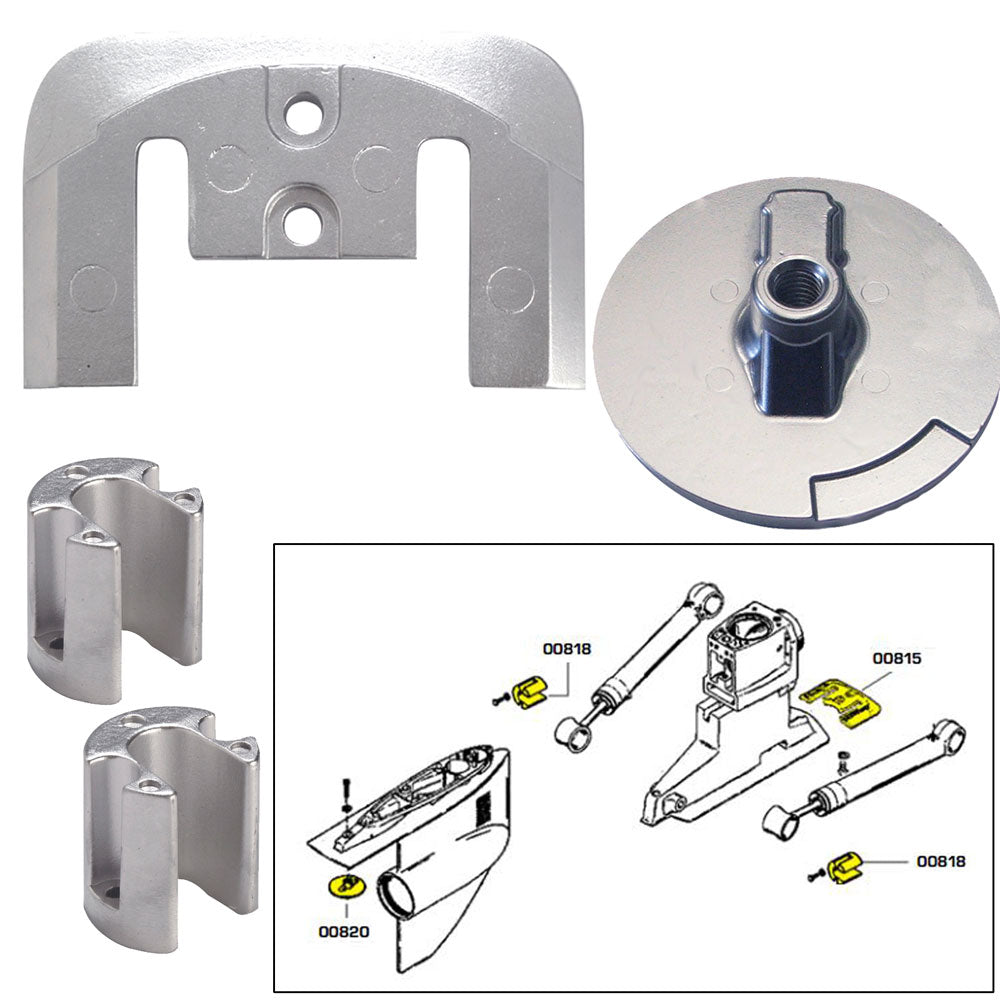 Tecnoseal Anode Kit w/Hardware - Mercury Bravo 2-3 - Zinc - Deckhand Marine Supply