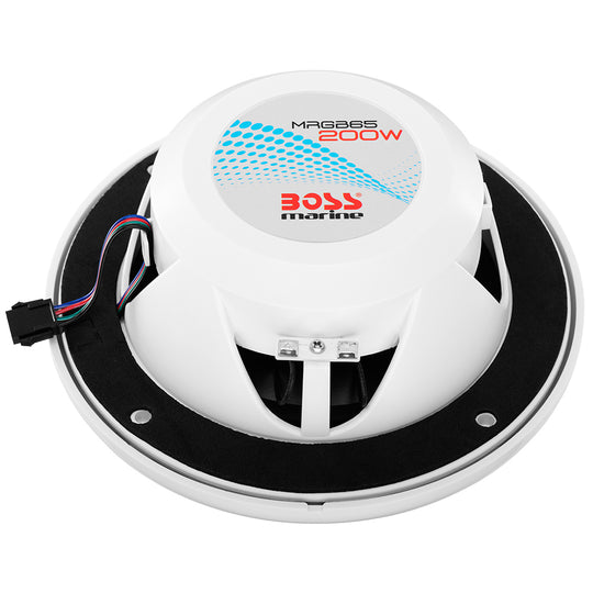 Boss Audio 6.5" MRGB65 Speakers w/RGB Lighting - White - 200W - Deckhand Marine Supply