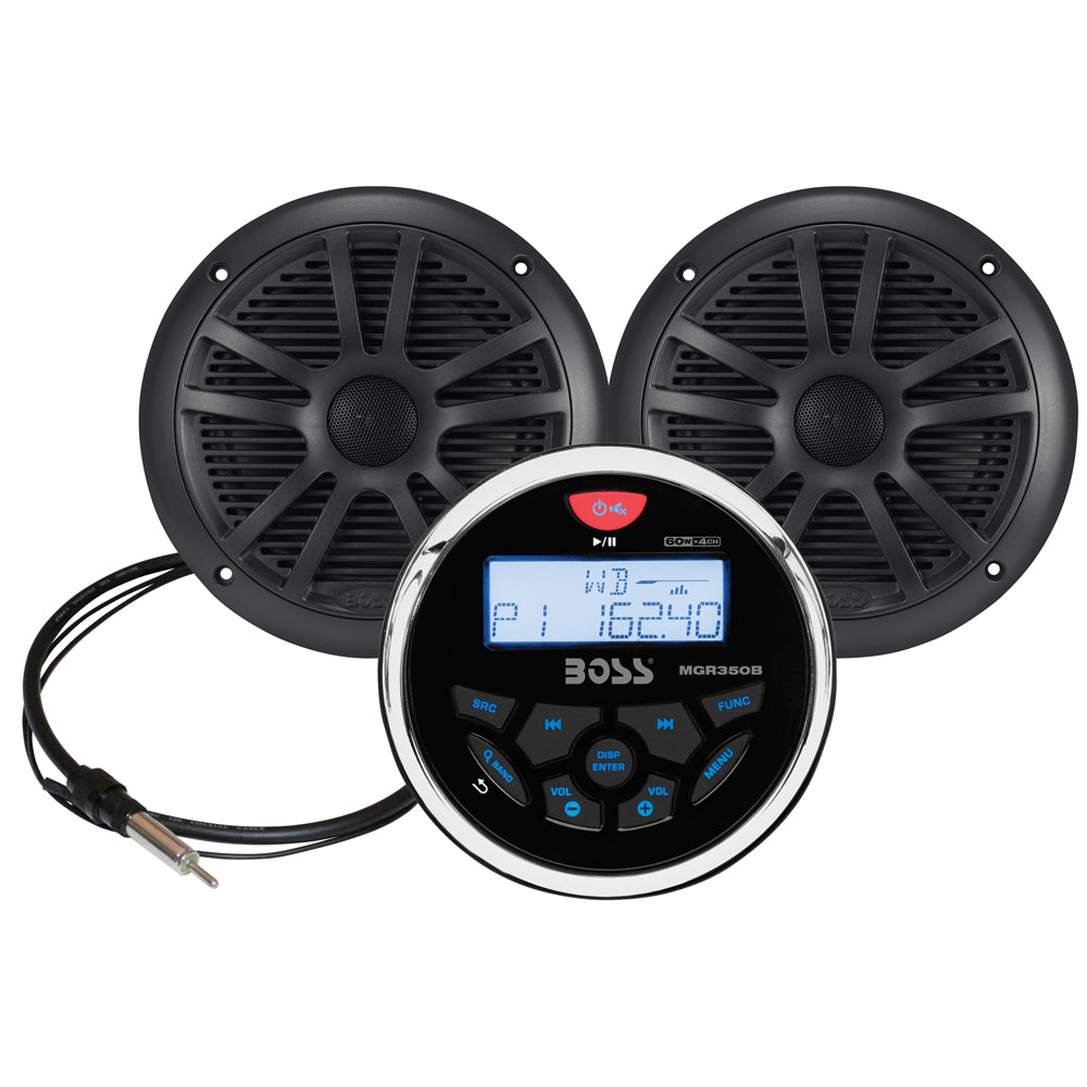 Boss Audio MCKGB350W.6 Marine Stereo  6.5" Speaker Kit - Black - Deckhand Marine Supply