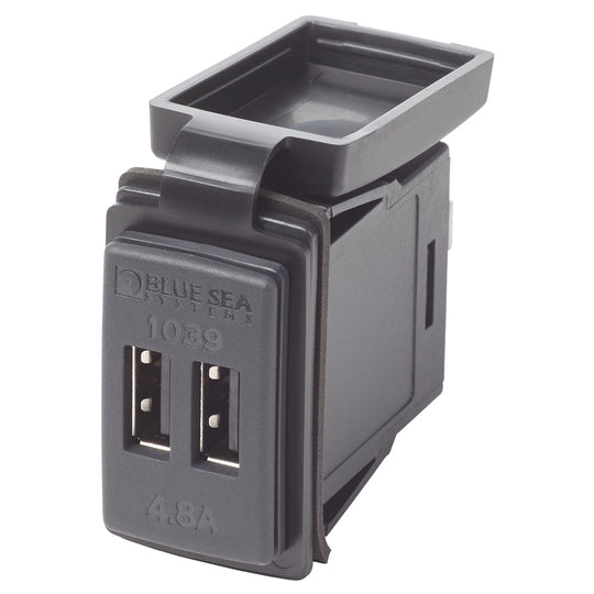Blue Sea Dual USB Charger - 24V Contura Mount - Deckhand Marine Supply