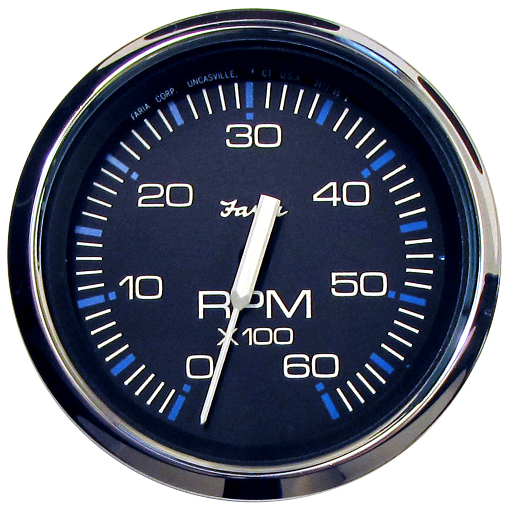 Faria Chesapeake Black 4" Tachometer - 6000 RPM (Gas) (Inboard  I/O) - Deckhand Marine Supply