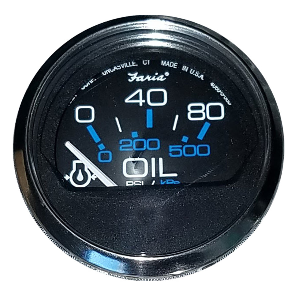Faria Chesapeake Black 2" Oil Pressure Gauge (80 PSI) - Deckhand Marine Supply
