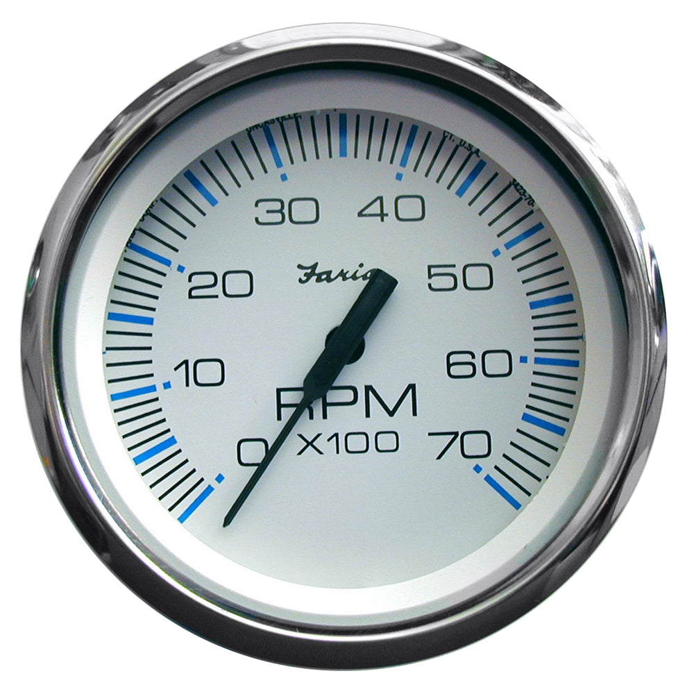 Faria Chesapeake White SS 4" Tachometer - 7000 RPM (Gas) (All Outboards) - Deckhand Marine Supply