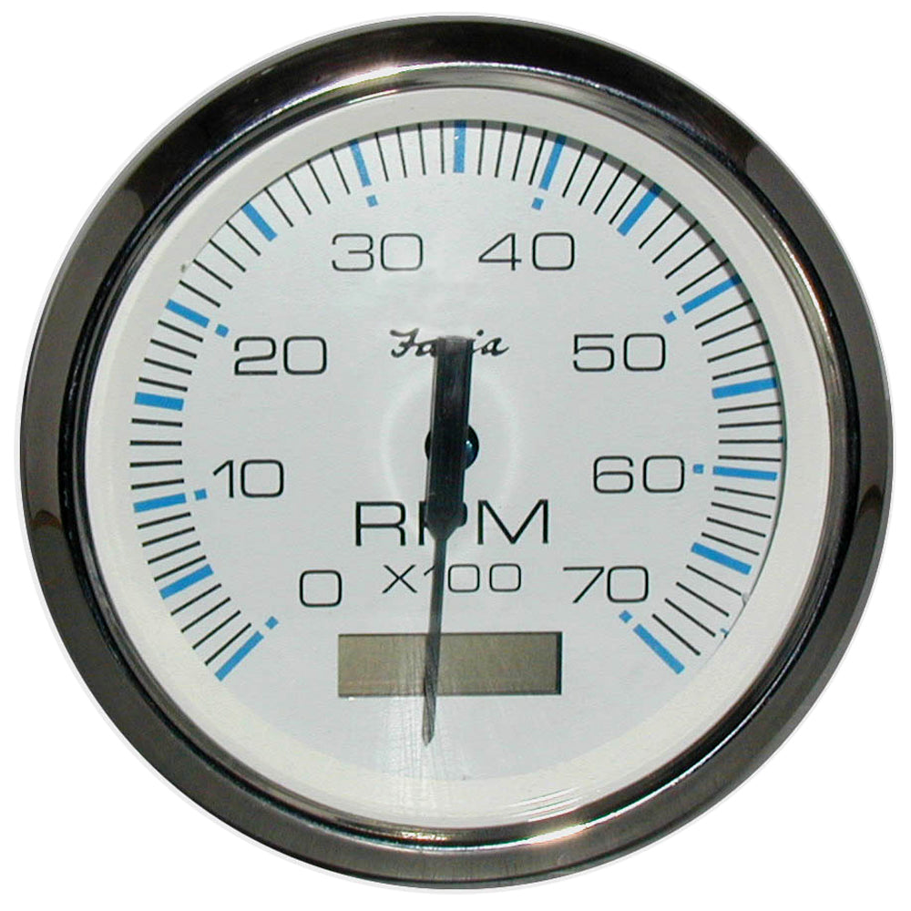 Faria Chesapeake White SS 4" Tachometer w/Hourmeter - 7000 RPM (Gas) (Outboard) - Deckhand Marine Supply