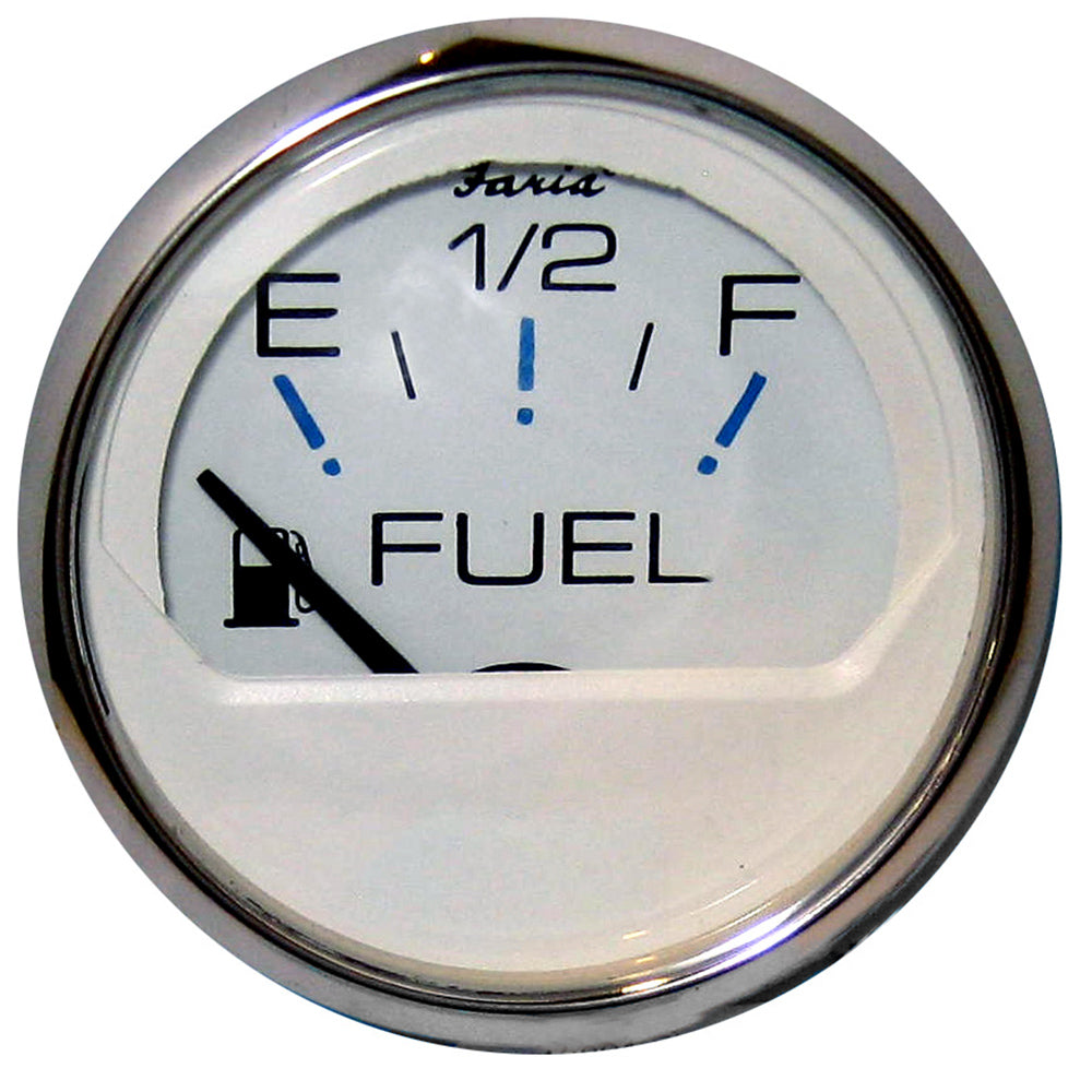 Faria Chesapeake White SS 2" Fuel Level Gauge (E-1/2-F) - Deckhand Marine Supply