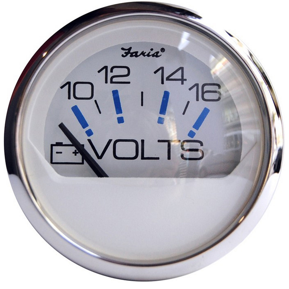 Faria Chesapeake White SS 2" Voltmeter (10-16 VDC) - Deckhand Marine Supply
