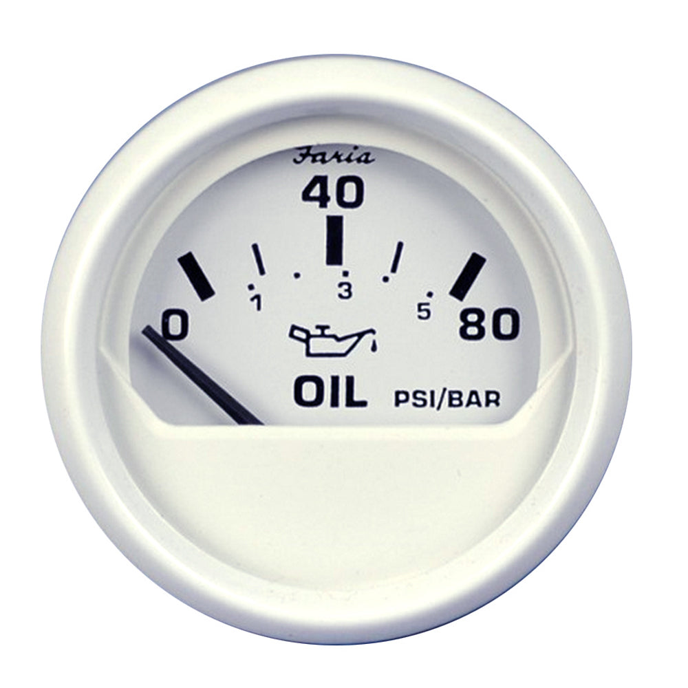 Faria Dress White 2" Oil Pressure Gauge (80 PSI) - Deckhand Marine Supply