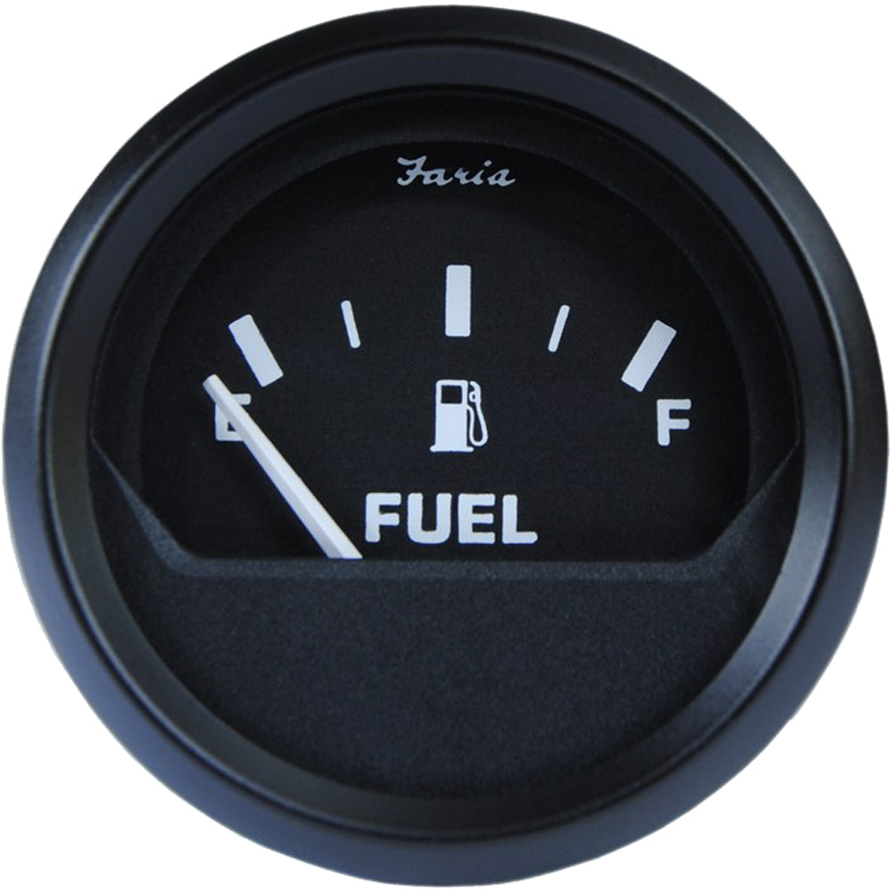 Faria Euro Black 2" Fuel Level Gauge - Deckhand Marine Supply