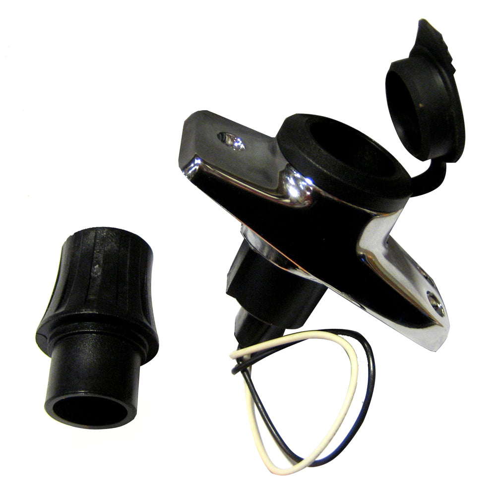 Perko Rectangular Plug-In Base f/Pole Cards - Chrome Plated Zinc/Black - Deckhand Marine Supply