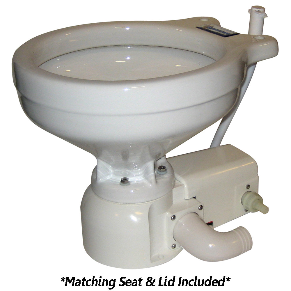 Raritan Sea Era Toilet - Household Style - Freshwater Solenoid - Straight  90 Discharge - Smart Toilet Control - 12v - Deckhand Marine Supply