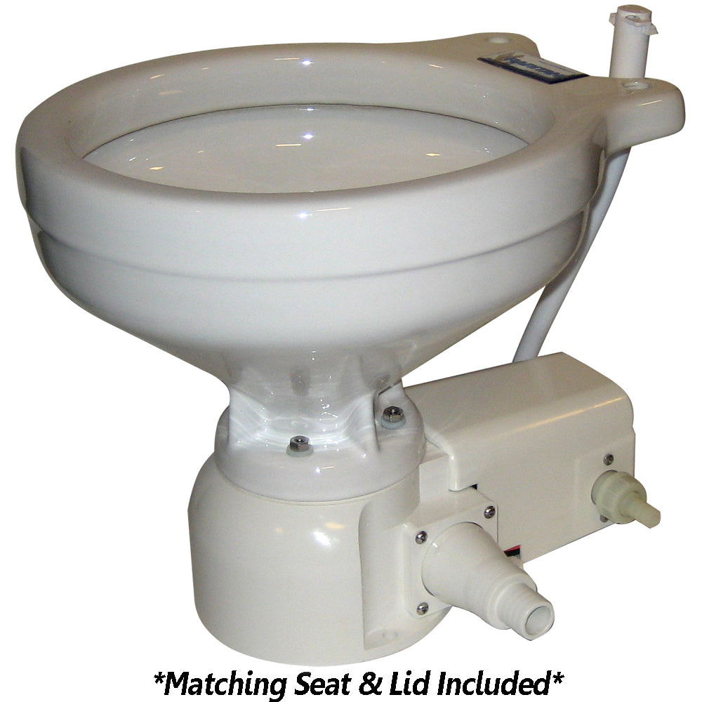Raritan Sea Era Toilet - Marine Size - Freshwater Solenoid - Straight  90 Discharge - Smart Toilet Control - 12v - Deckhand Marine Supply