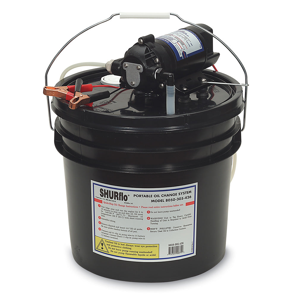 Shurflo by Pentair Oil Change Pump w/3.5 Gallon Bucket - 12 VDC, 1.5 GPM - Deckhand Marine Supply