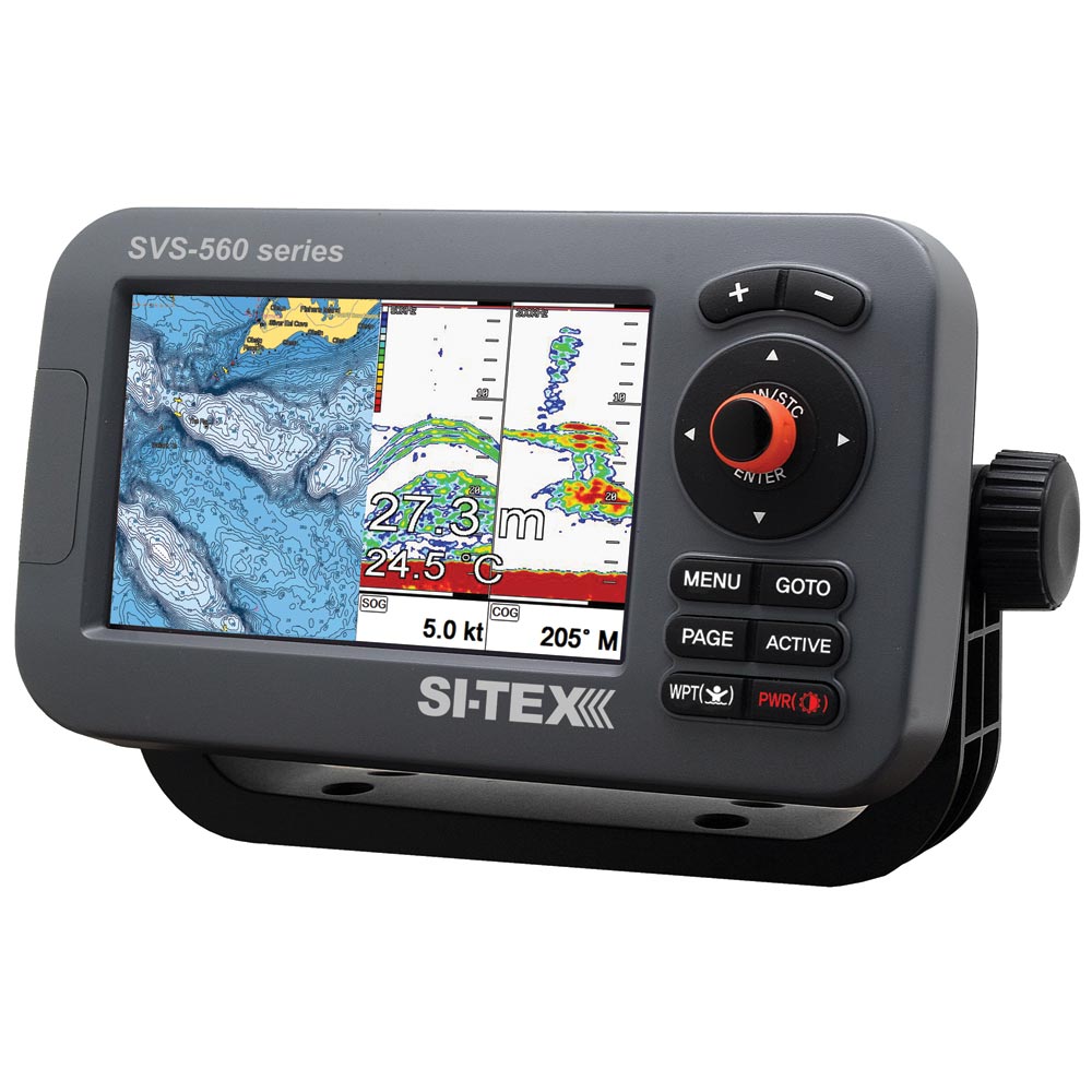SI-TEX SVS-560CF-E Chartplotter - 5" Color Screen w/External GPS & Navionics+ Flexible Coverage - Deckhand Marine Supply